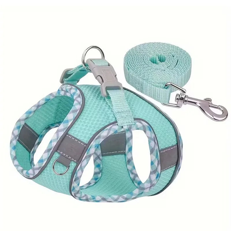 Reflective Pet Dog Harness and 1.5m Leash Set for Small Medium Dog Outdoor Walking Adjustable Cat Vest Harness Pet Supplies