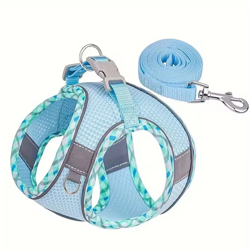 Reflective Pet Dog Harness and 1.5m Leash Set for Small Medium Dog Outdoor Walking Adjustable Cat Vest Harness Pet Supplies