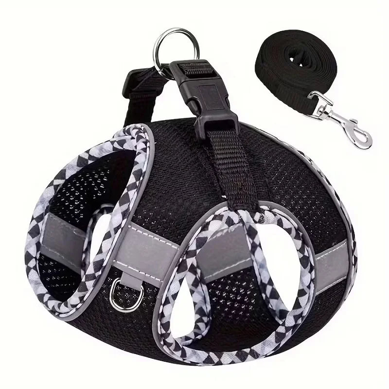 Reflective Pet Dog Harness and 1.5m Leash Set for Small Medium Dog Outdoor Walking Adjustable Cat Vest Harness Pet Supplies