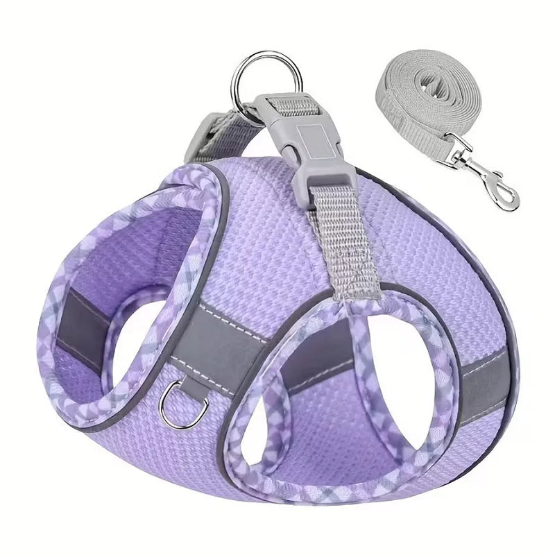 Reflective Pet Dog Harness and 1.5m Leash Set for Small Medium Dog Outdoor Walking Adjustable Cat Vest Harness Pet Supplies