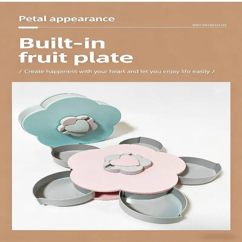 Snack Storage Box, Rotating Candy Box Petal Shape Food Snack Storage Box, Food Fruit Storage Box