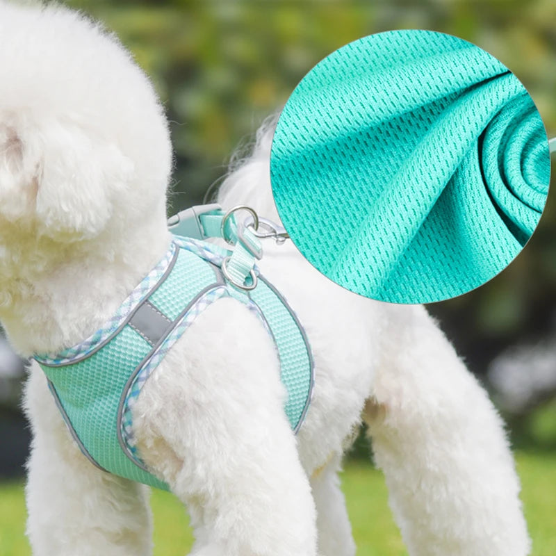 Reflective Pet Dog Harness and 1.5m Leash Set for Small Medium Dog Outdoor Walking Adjustable Cat Vest Harness Pet Supplies