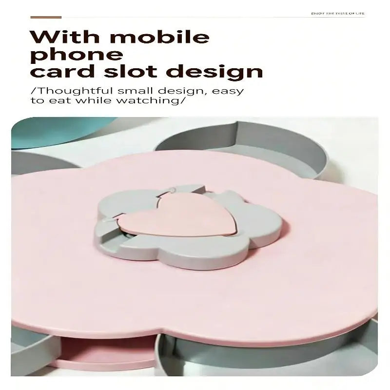 Snack Storage Box, Rotating Candy Box Petal Shape Food Snack Storage Box, Food Fruit Storage Box