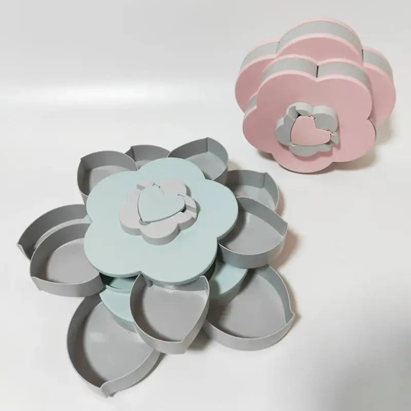 Snack Storage Box, Rotating Candy Box Petal Shape Food Snack Storage Box, Food Fruit Storage Box