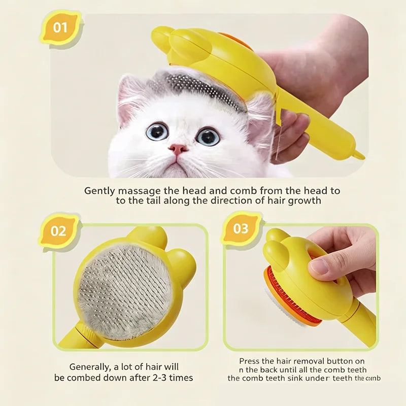 One Click Self Cleaning Pet Grooming Comb Floating Fur Removal Massage Brush Daily Beauty Care Tool For Cat Dog Puppy Kitten