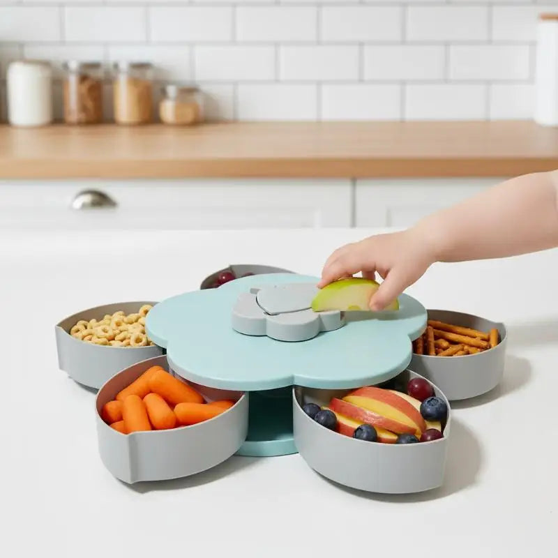 Snack Storage Box, Rotating Candy Box Petal Shape Food Snack Storage Box, Food Fruit Storage Box