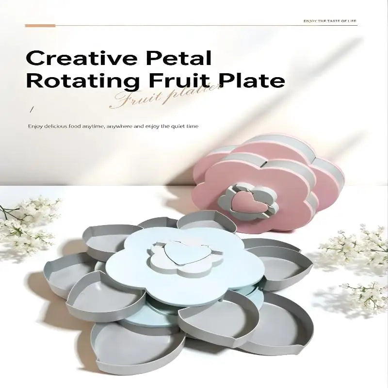 Snack Storage Box, Rotating Candy Box Petal Shape Food Snack Storage Box, Food Fruit Storage Box